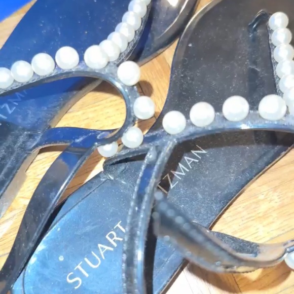 Stuart Whitman Goldie black jelly sandals with pearls - Picture 8 of 8